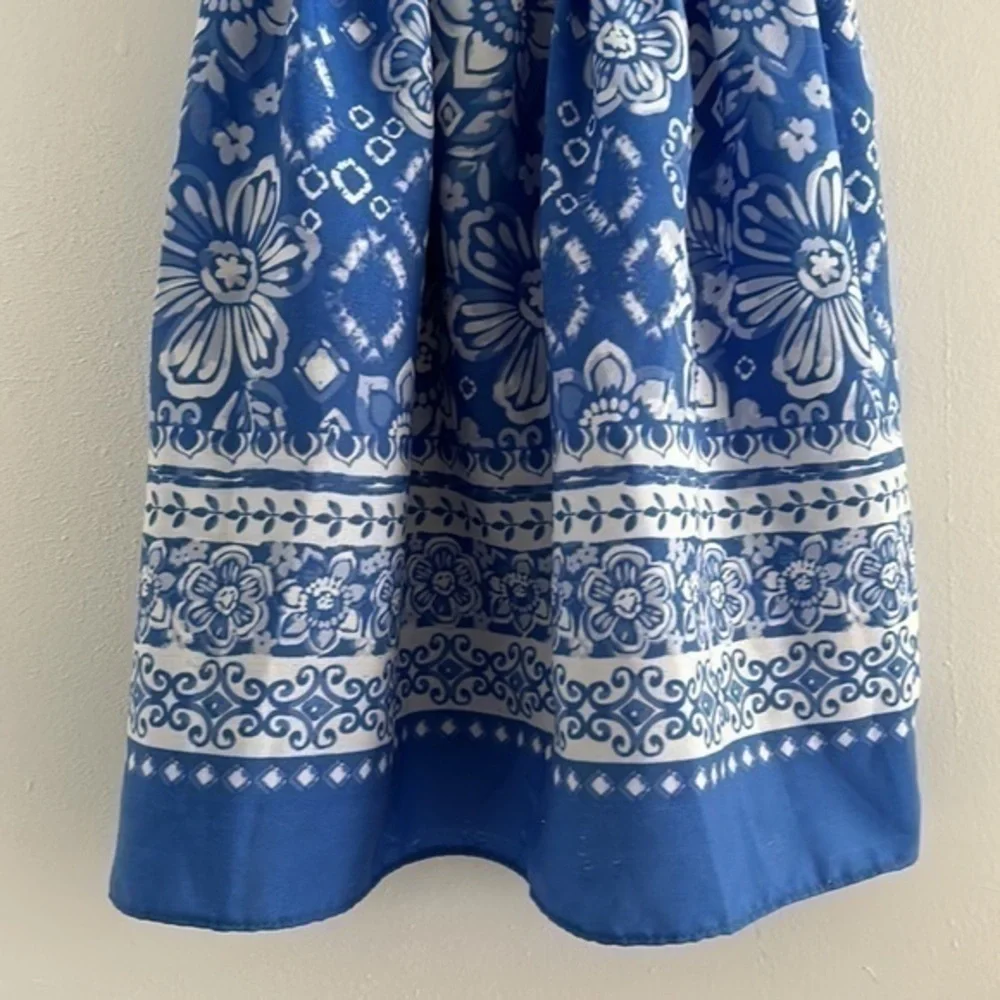 Youngland Sleeveless Dress 4T laced detail bright blue & white